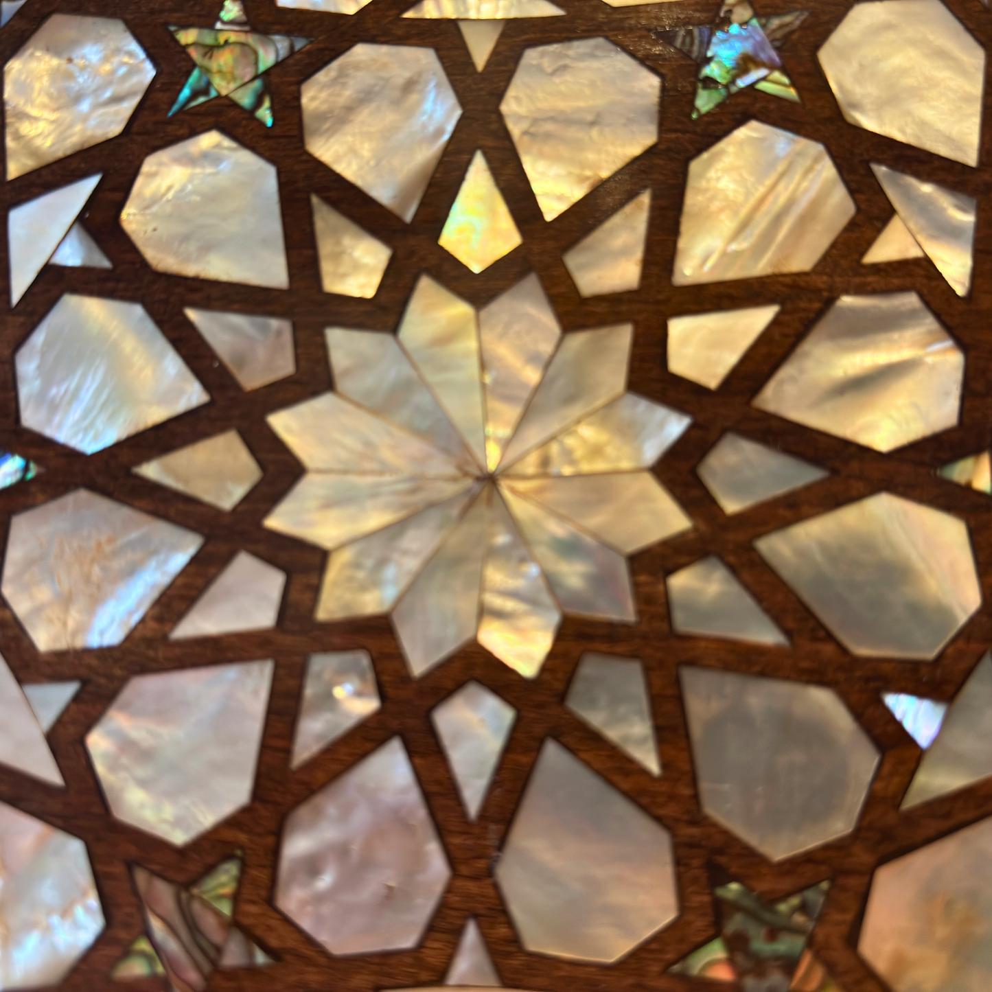 The Celestial Star – Handcrafted Damascene Clutch in Walnut Wood with Mother of Pearl Inlay
