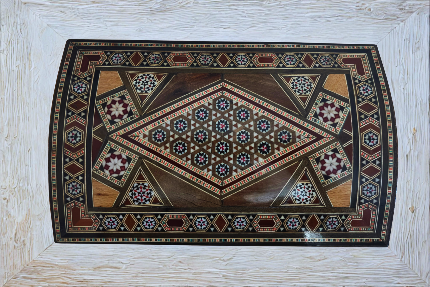 Vintage 1970 Damascene Mosaic Box – Multilevel with Lock and Key | One-of-a-Kind