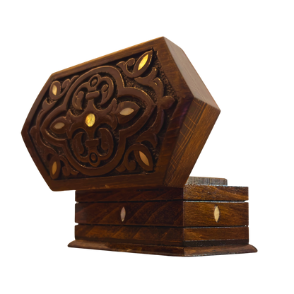 Caja de Haya Tallada a Mano con Nácar y Terciopelo – Diseño Oriental Atemporal