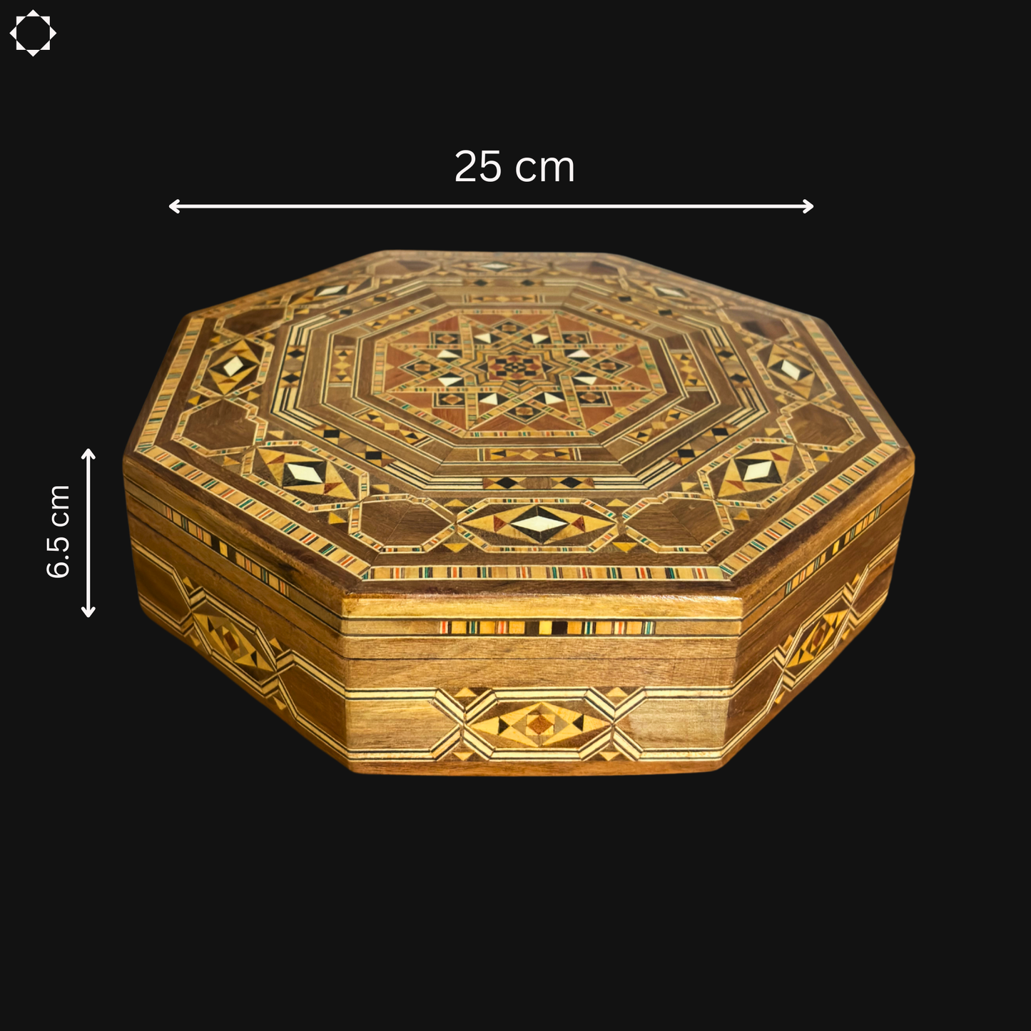 Damascene Mosaic Box – Handcrafted Wood with Wine-Red Velvet Interior