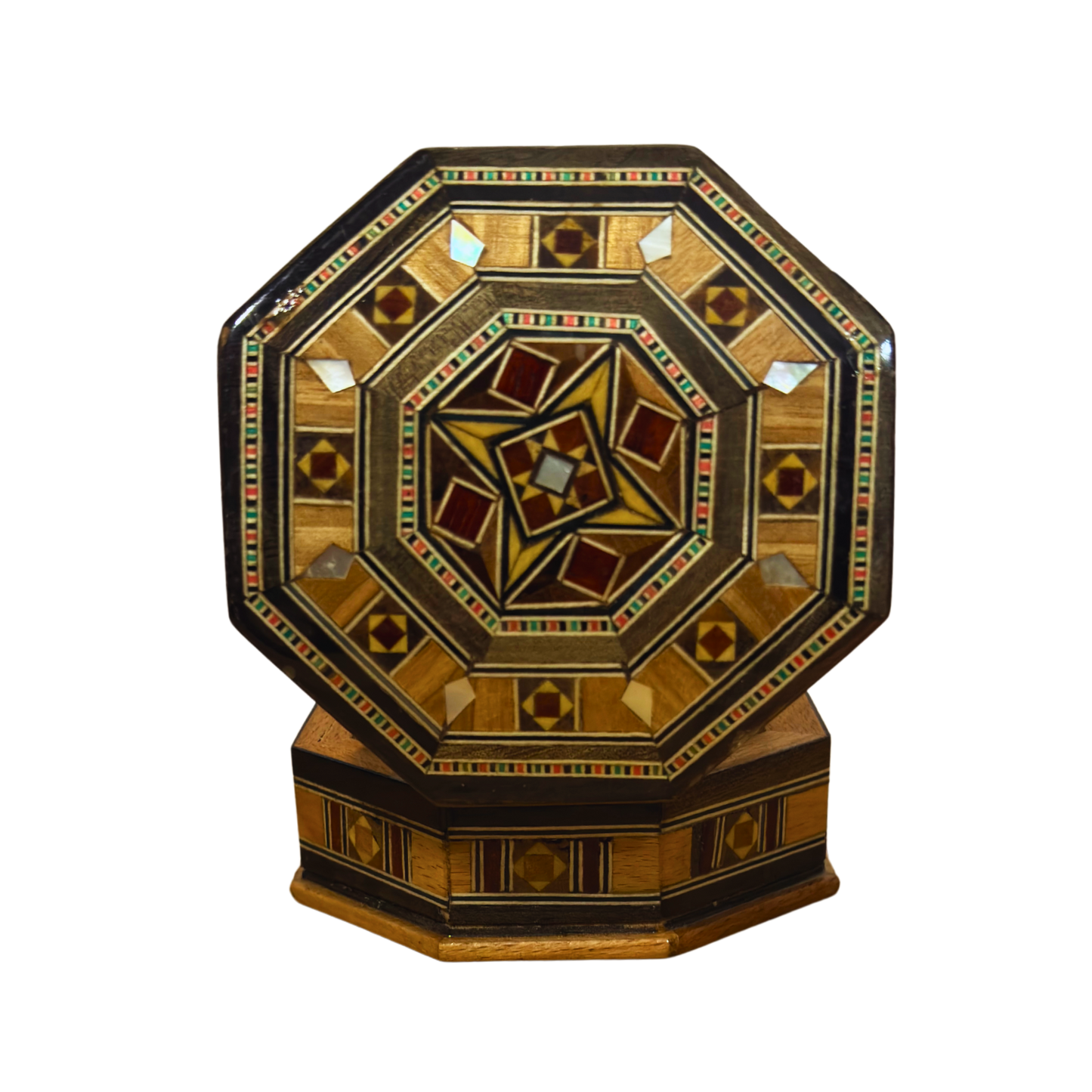 Handcrafted Mosaic Box – Traditional Damascus Art & Velvet Interior