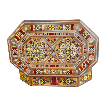 Handcrafted Damascene Mosaic Box – Mother of Pearl & Velvet Elegance