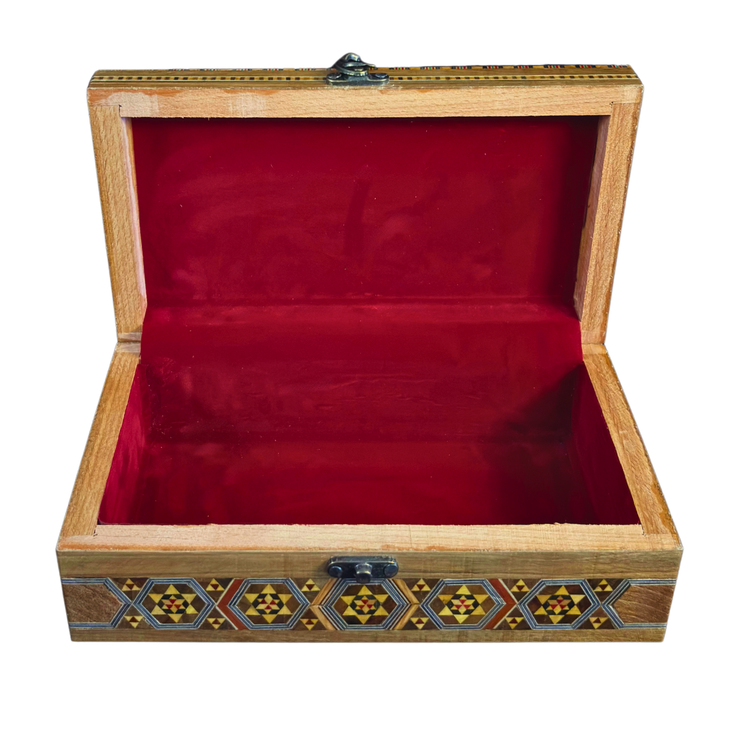 Handcrafted Damascene Mosaic Box – Mother of Pearl & Carved Elegance