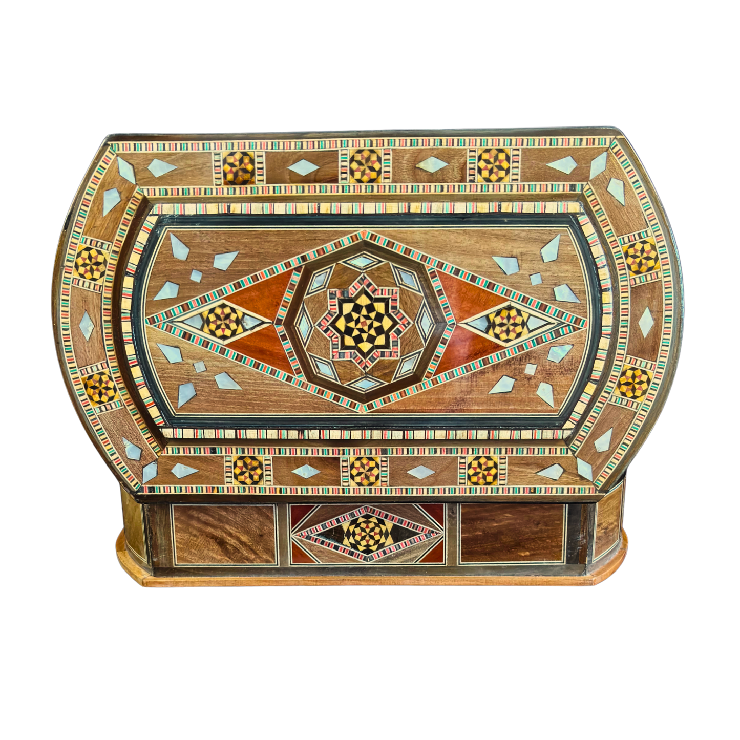 Elegant Mosaic Box – Damascene Art & Velvet Interior