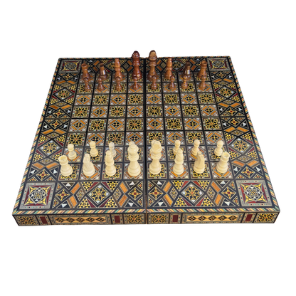 Juego de Ajedrez y Backgammon de Lujo – Arte Damasceno y Nácar
