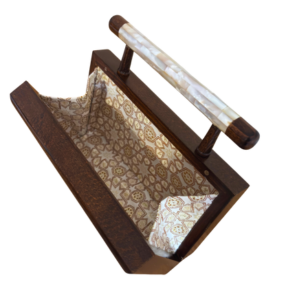 The Celestial Star – Handcrafted Damascene Clutch in Walnut Wood with Mother of Pearl Inlay