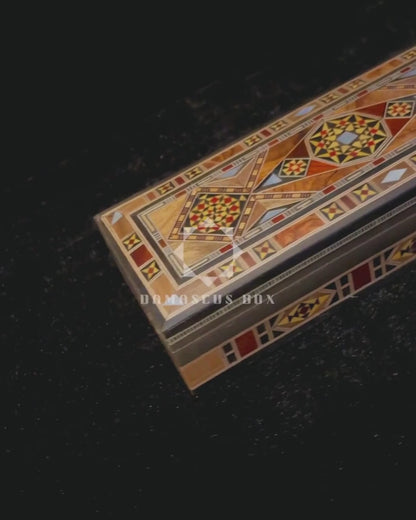 Damasceense Sieraden-, Pennen- & Rozenkransdoos – Handgemaakt met Parelmoer